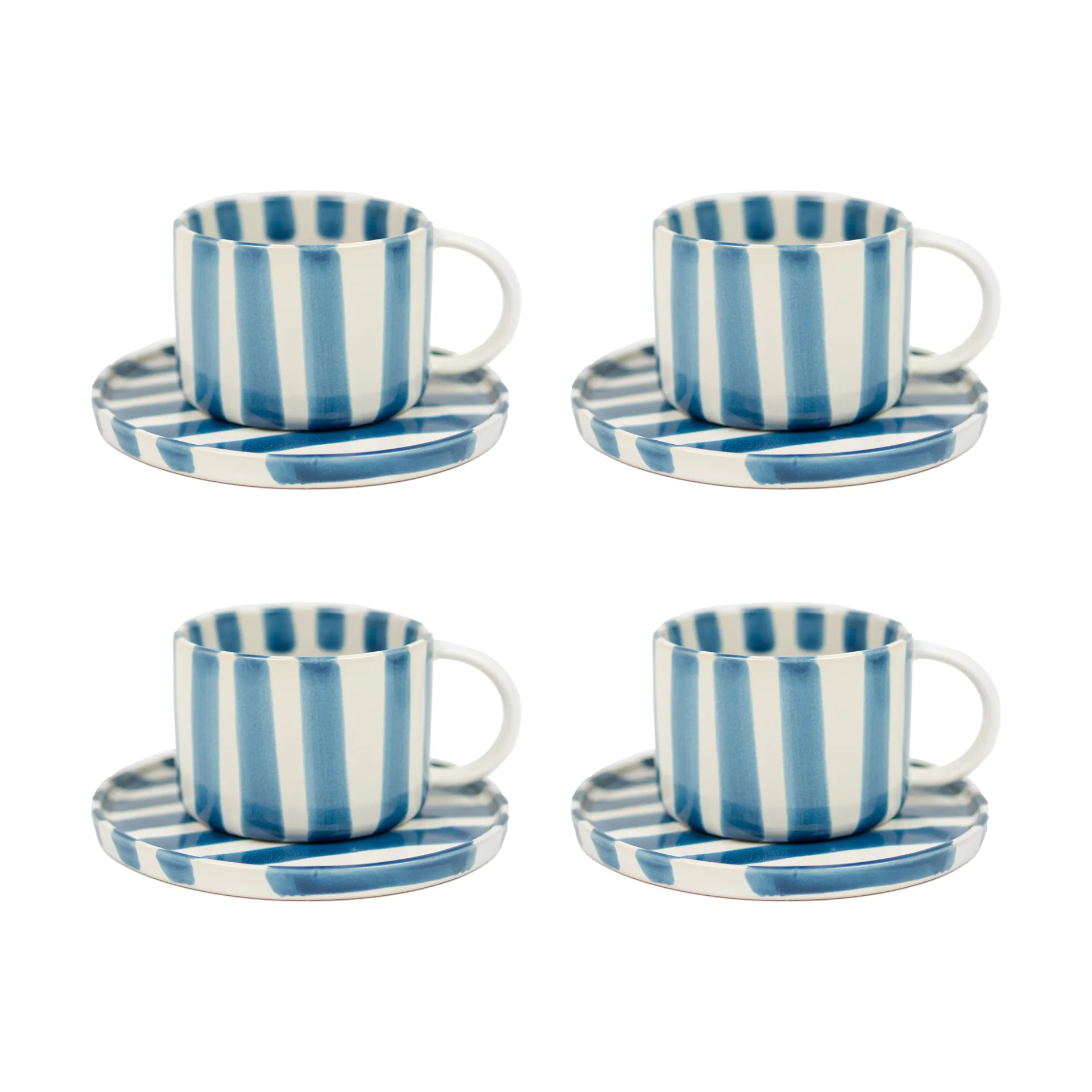 Monica Tasse mit Untertasse 4er-Pack - Blau,  Olsson & Jensen