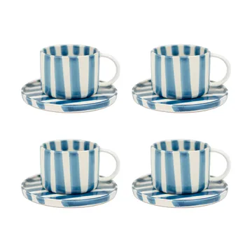Monica Tasse mit Untertasse 4er-Pack - Blau - undefined - Olsson & Jensen