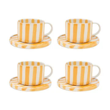 Monica Tasse mit Untertasse 4er-Pack - Gelb - undefined - Olsson & Jensen