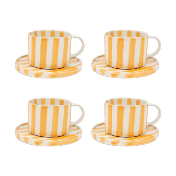 Monica Tasse mit Untertasse 4er-Pack - Gelb - undefined - Olsson & Jensen