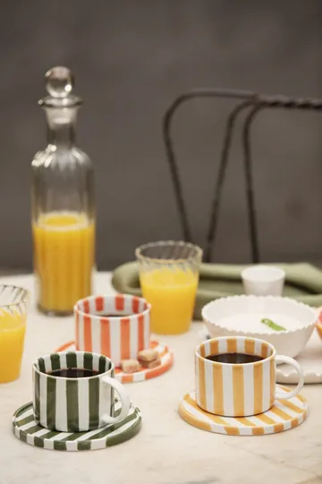 Monica Tasse mit Untertasse 4er-Pack - Gelb - undefined - Olsson & Jensen