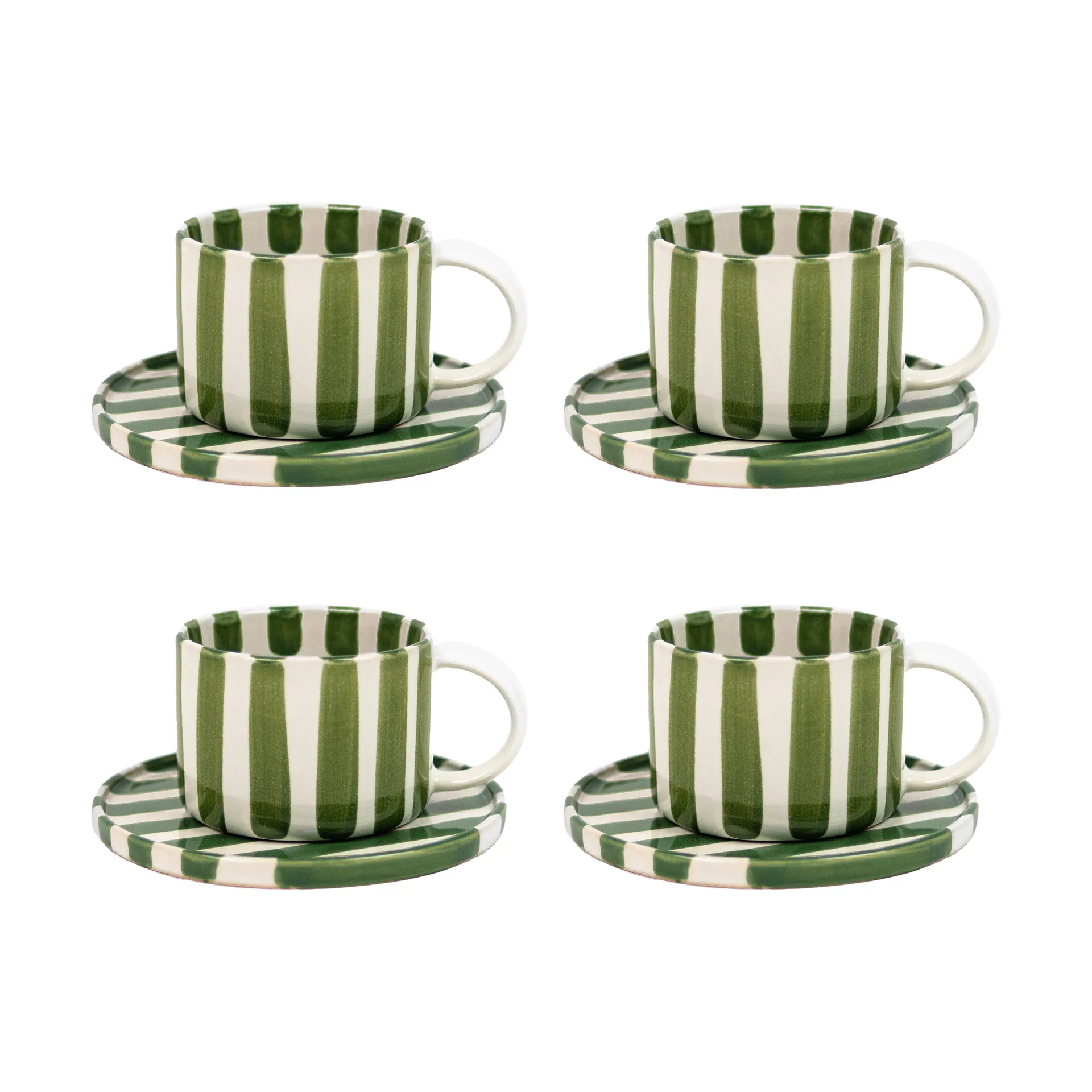 Monica Tasse mit Untertasse 4er-Pack - Grün,  Olsson & Jensen