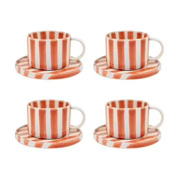 Monica Tasse mit Untertasse 4er-Pack - Rost - undefined - Olsson & Jensen
