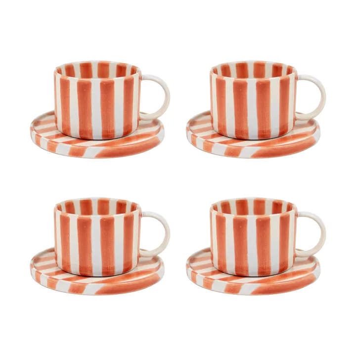 Monica Tasse mit Untertasse 4er-Pack - Rost - undefined - Olsson & Jensen