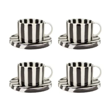 Monica Tasse mit Untertasse 4er-Pack - Schwarz - undefined - Olsson & Jensen