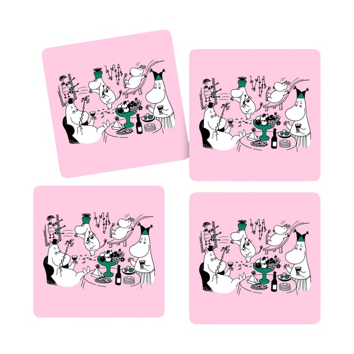 Moomin 80 Glasuntersetzer 9x9 cm 4er-Pack, Rosa Opto Design