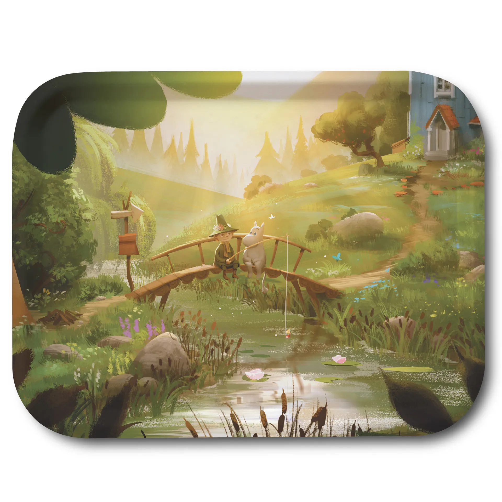 Moomin TV-Series Tablett 27 x 20cm, Moomin & Snufkin bridge Opto Design
