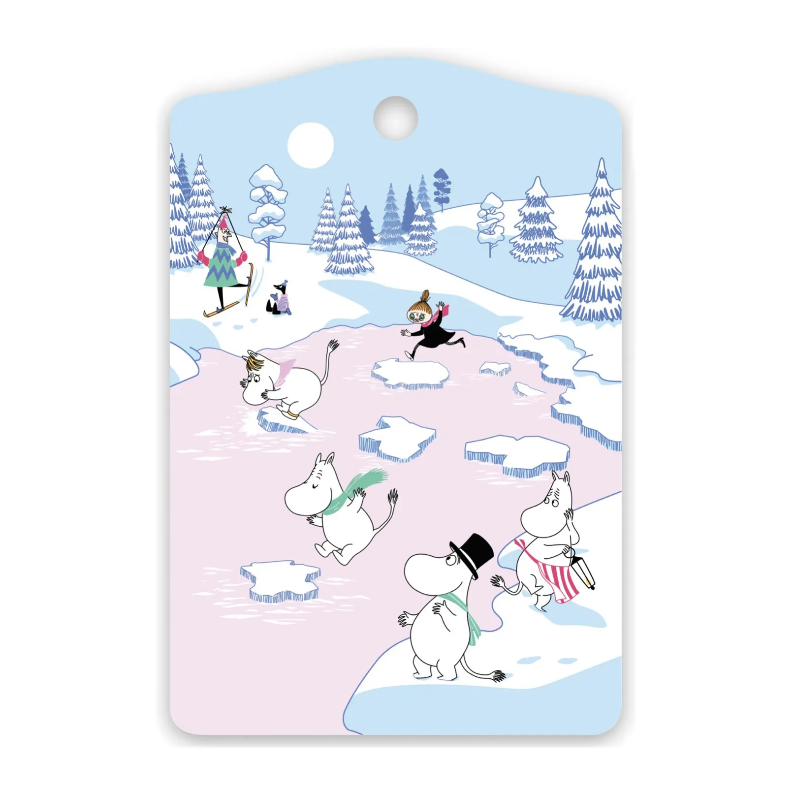 Mumin Schneidebrett Winter 2022 20 x 30cm, Blau-Weiß-Rosa Opto Design