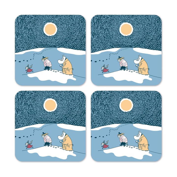 Snow Moonlight Mumin Glasuntersetzer Winter 2021 4er Pack, 9 x 9cm Opto Design