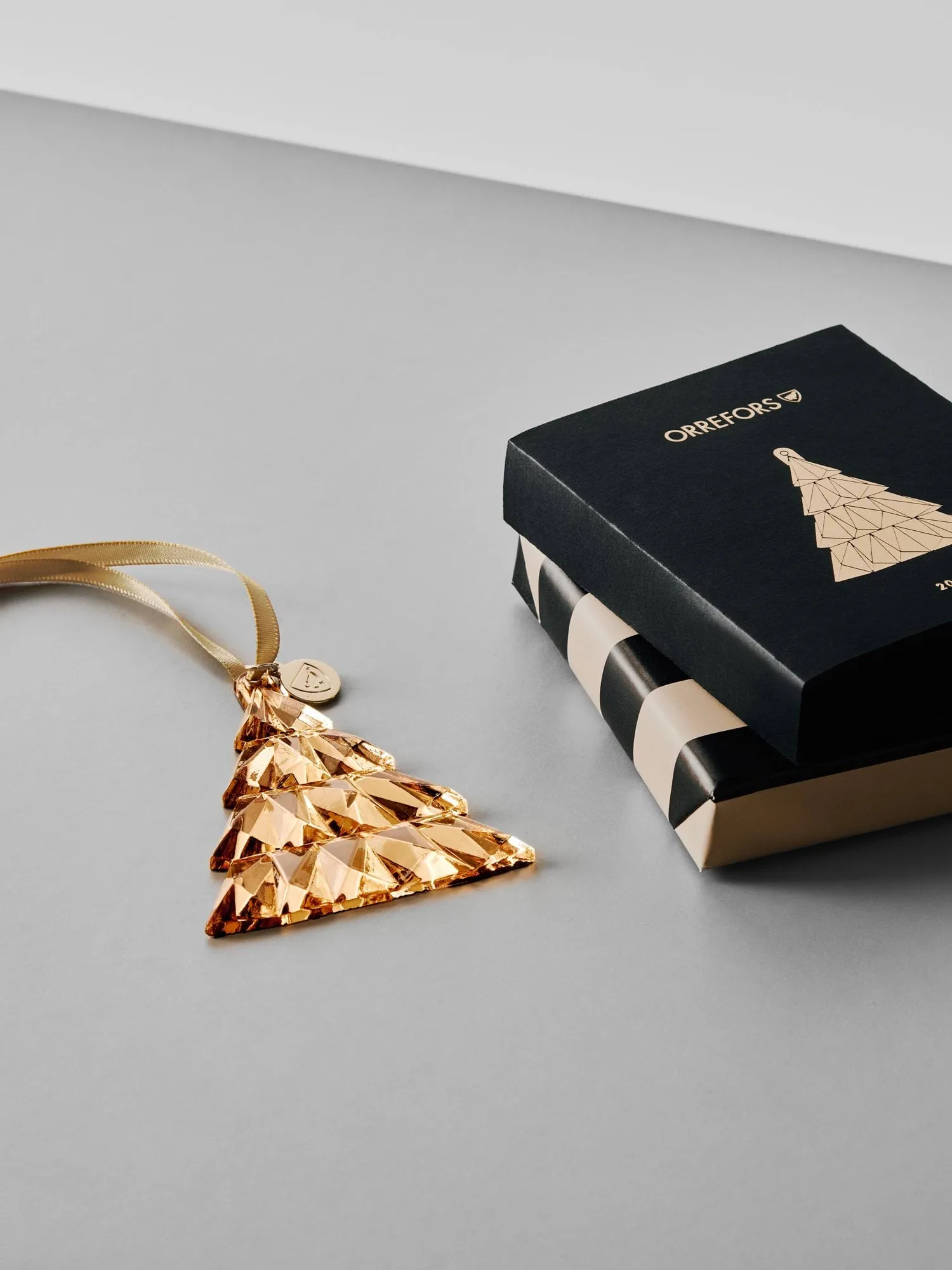 Jahresornament hoch, 21K Gold Orrefors