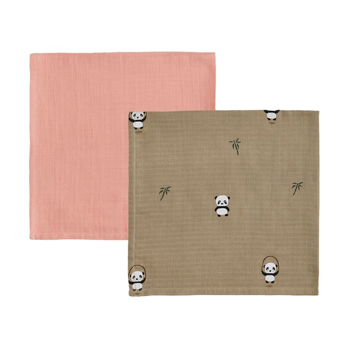 Panda Kinderdecke 2er-Pack, Khaki-Rose OYOY