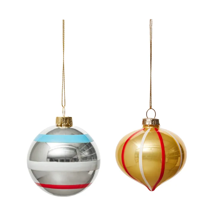 Vintage Christmas Glass Ball Nr. 2 Weihnachtskugel 2 Teile - Multi - OYOY