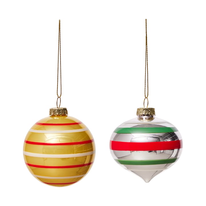 Vintage Christmas Glass Ball Nr. 3 Weihnachtskugel 2 Teile, Multi OYOY