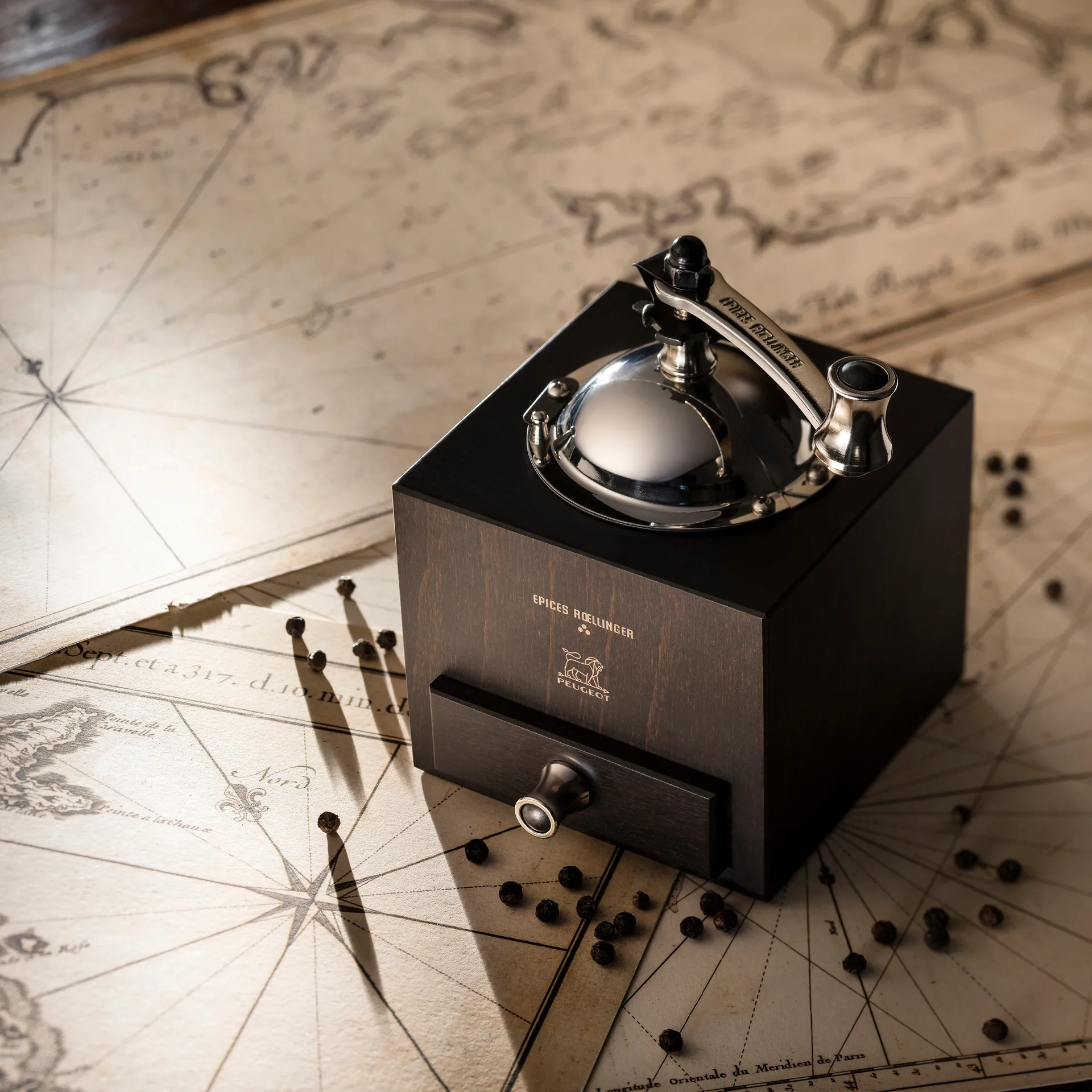 Roellinger manuelle Pfeffermühle, Schokolade Peugeot