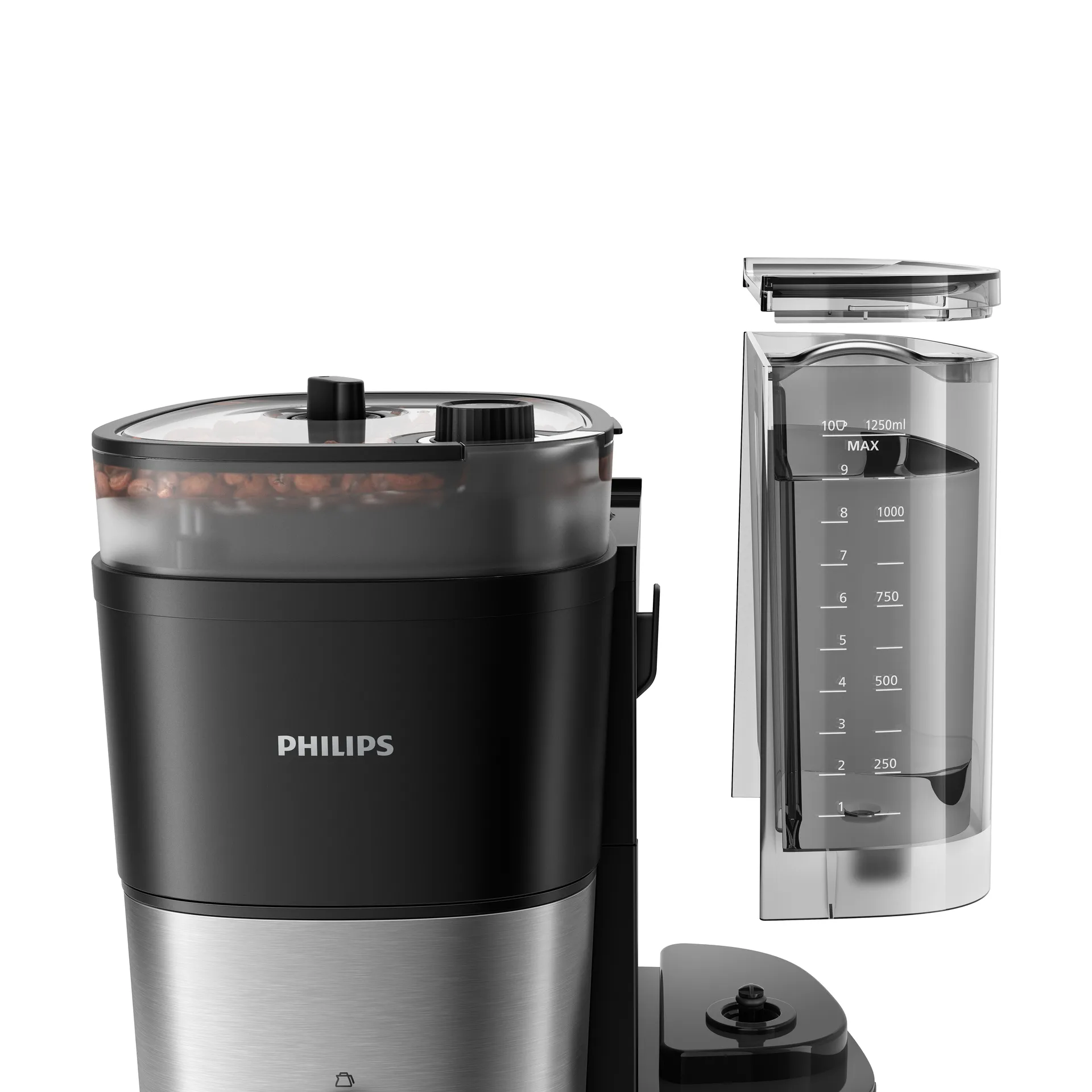Philips Kaffeemaschine mit Mahlwerk HD7888/01 1,25 l, Black Philips