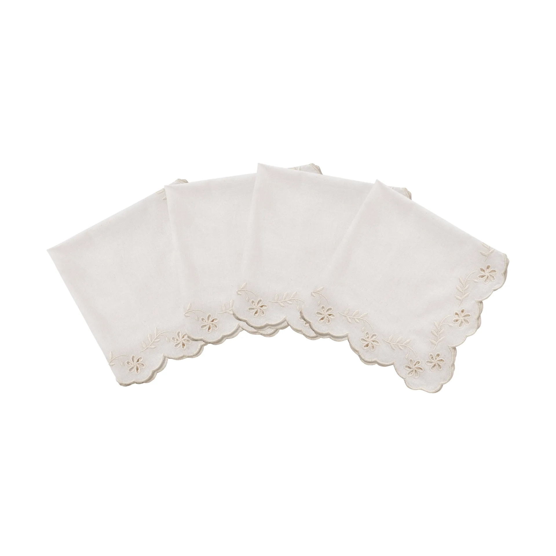 Lace Baumwollserviette, Offwhite, 4er-Pack, 45x45 cm Pick a Poppy