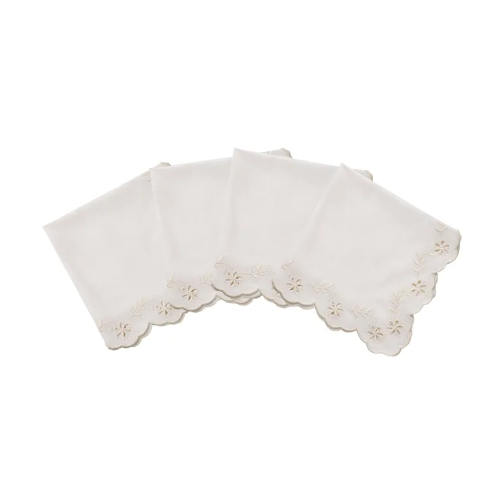 Lace Baumwollserviette - Offwhite, 4er-Pack, 45x45 cm - Pick a Poppy