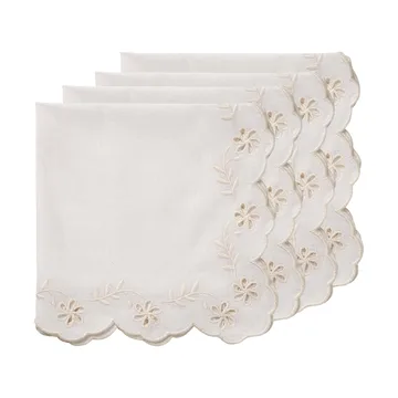 Lace Baumwollserviette - Offwhite, 4er-Pack, 45x45 cm - Pick a Poppy