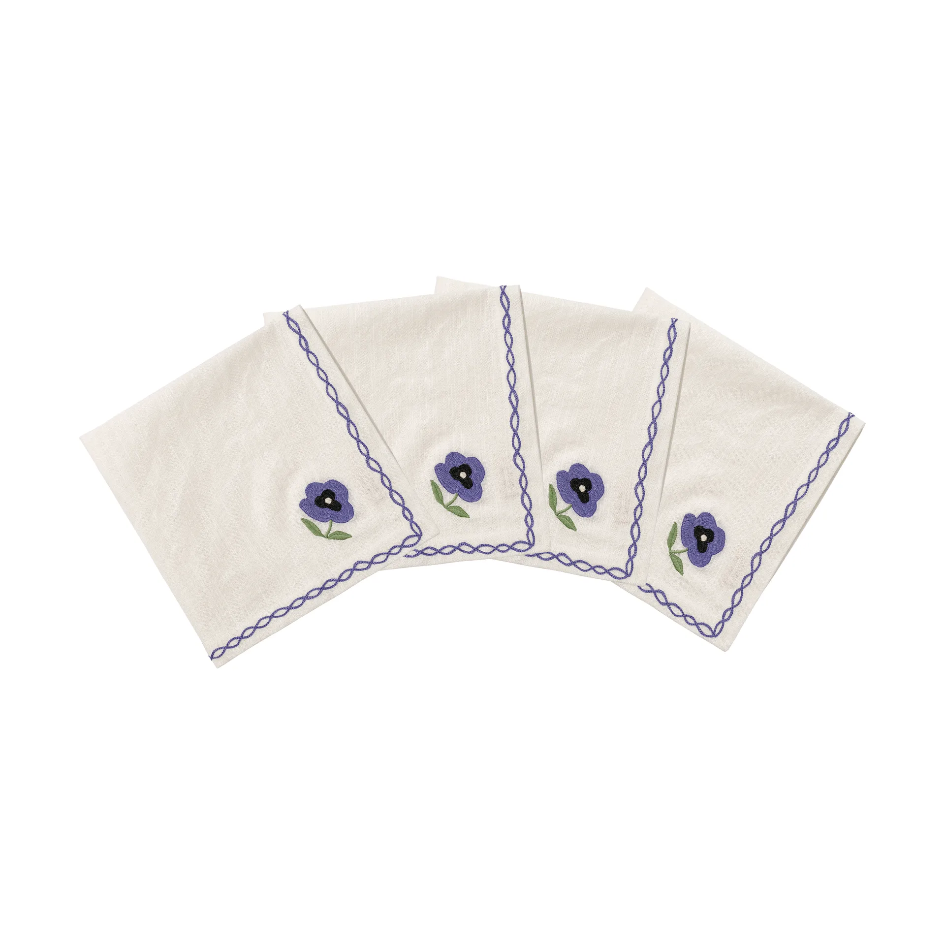 Madelen Möllard Pansy Baumwollserviette, Blau, 4-teilig, 45x45 cm Pick a Poppy