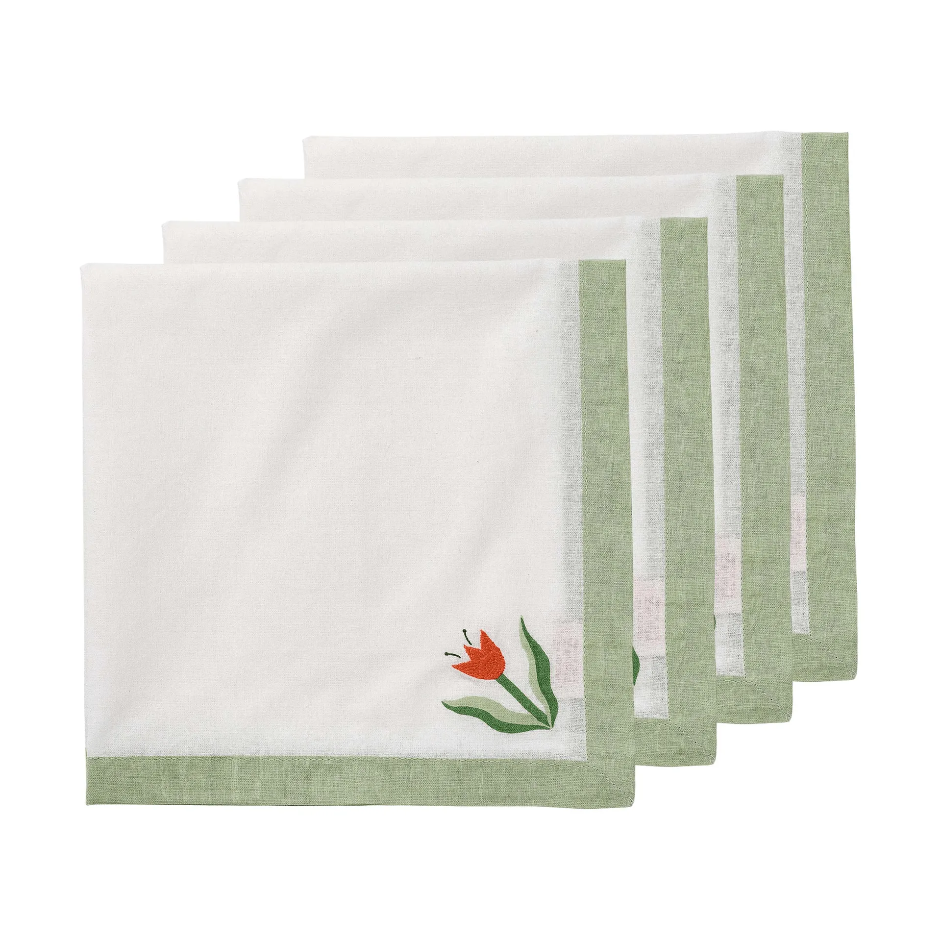 Madelen Möllard Tulip Baumwollserviette, Hellgrün, 4er-Pack, 45x45 cm Pick a Poppy