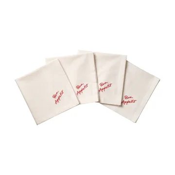 Quote Baumwollserviette - Rot, 4er-Pack, 45x45 cm - Pick a Poppy