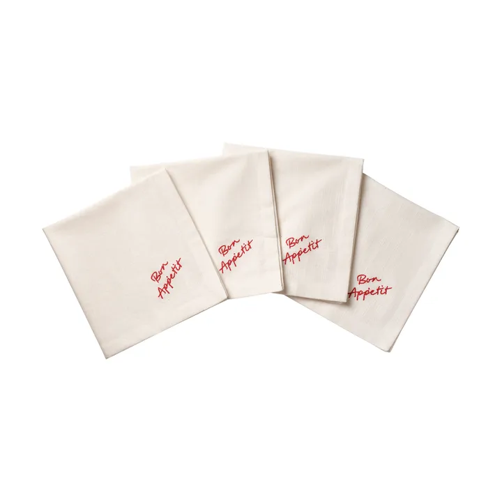 Quote Baumwollserviette - Rot, 4er-Pack, 45x45 cm - Pick a Poppy