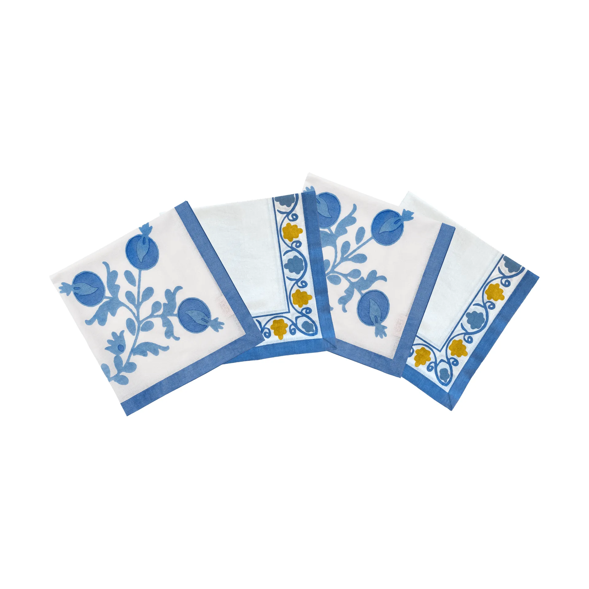 Suzani Baumwollserviette, Blau, 4-teilig, 45x45 cm Pick a Poppy