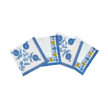 Suzani Baumwollserviette - Blau, 4-teilig, 45x45 cm - Pick a Poppy