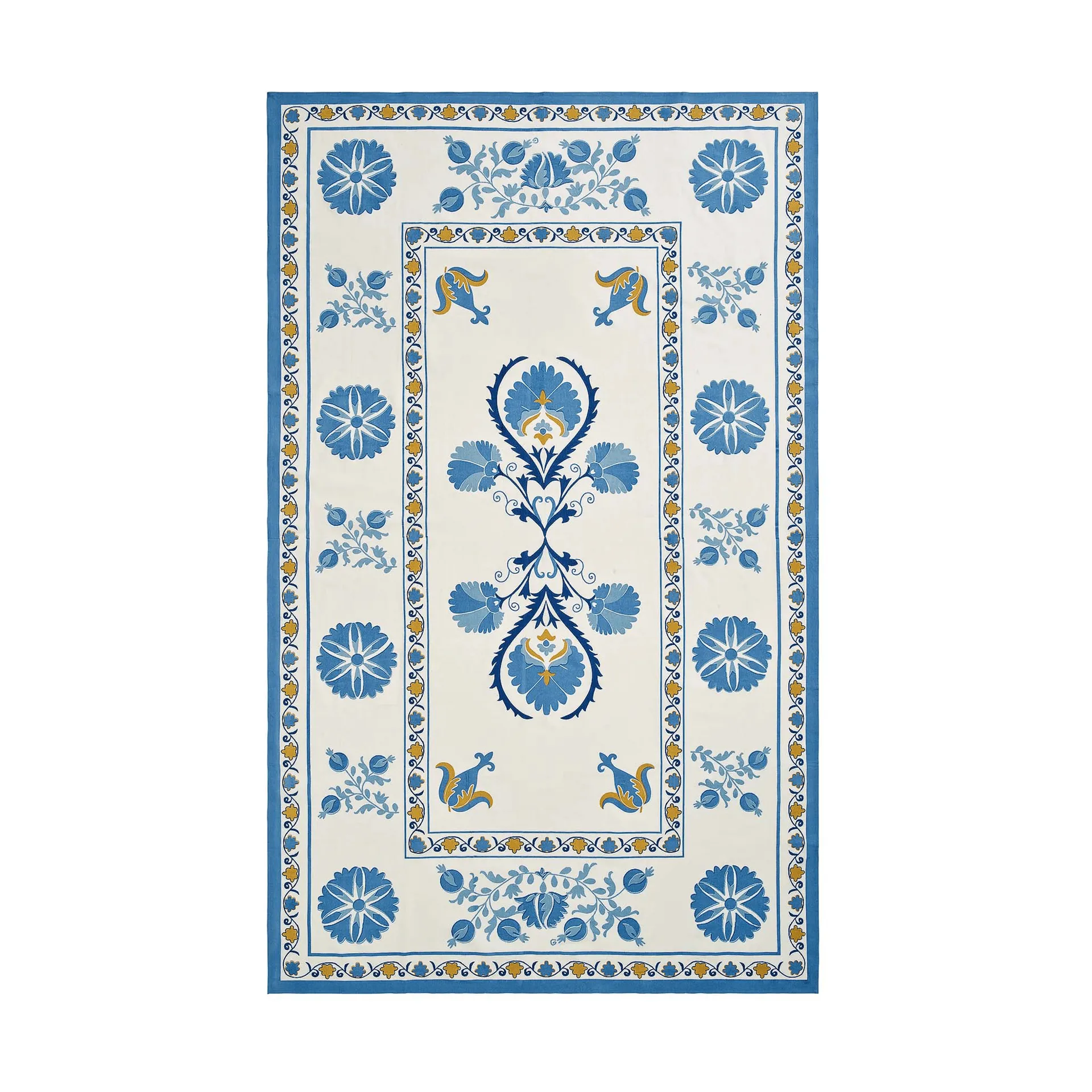 Suzani Tischdecke, Blau, 250x150 cm Pick a Poppy