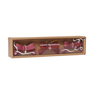 Bow Dekorationsanhänger 3.-teilig - Rot-rosa - Pluto Design