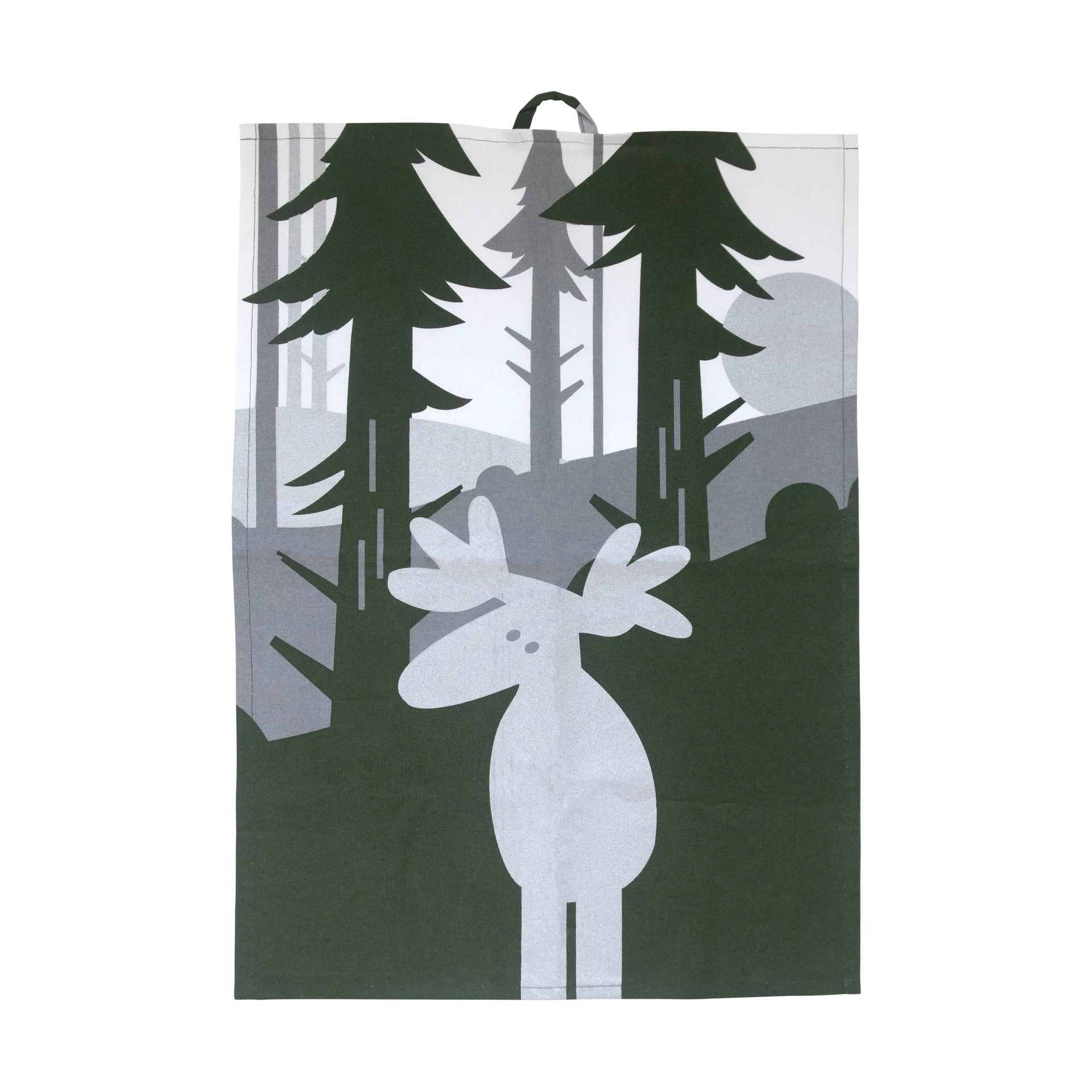 Elch Geschirrtuch 50x70 cm, Grün-Silber-Weiß Pluto Design