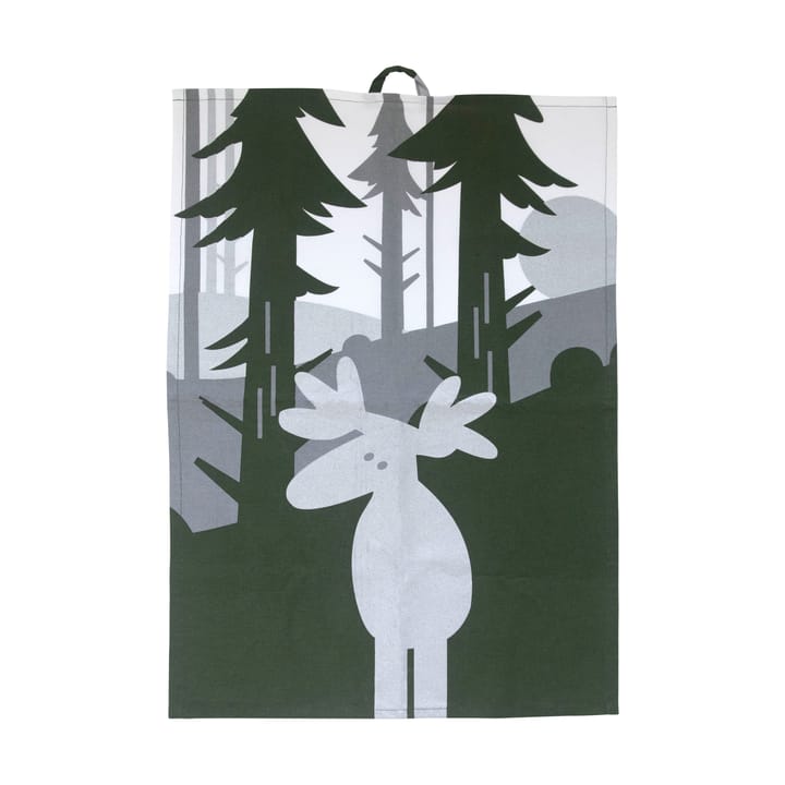 Elch Geschirrtuch 50x70 cm, Grün-Silber-Weiß Pluto Design