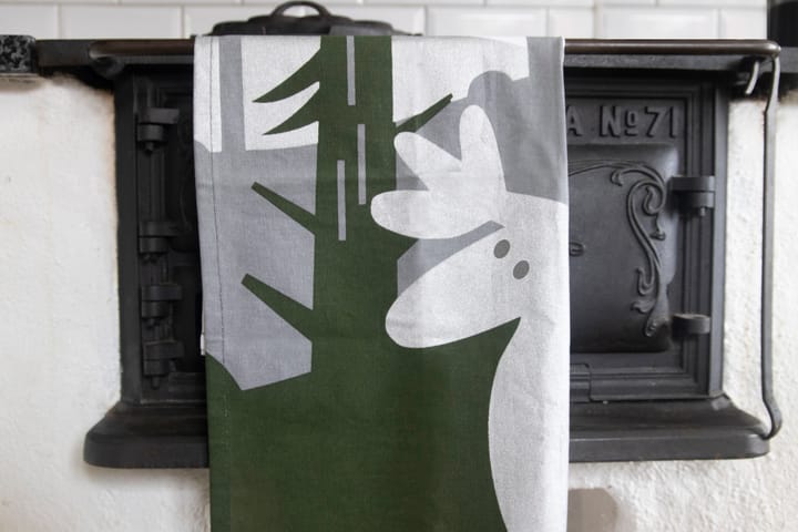 Elch Geschirrtuch 50x70 cm, Grün-Silber-Weiß Pluto Design
