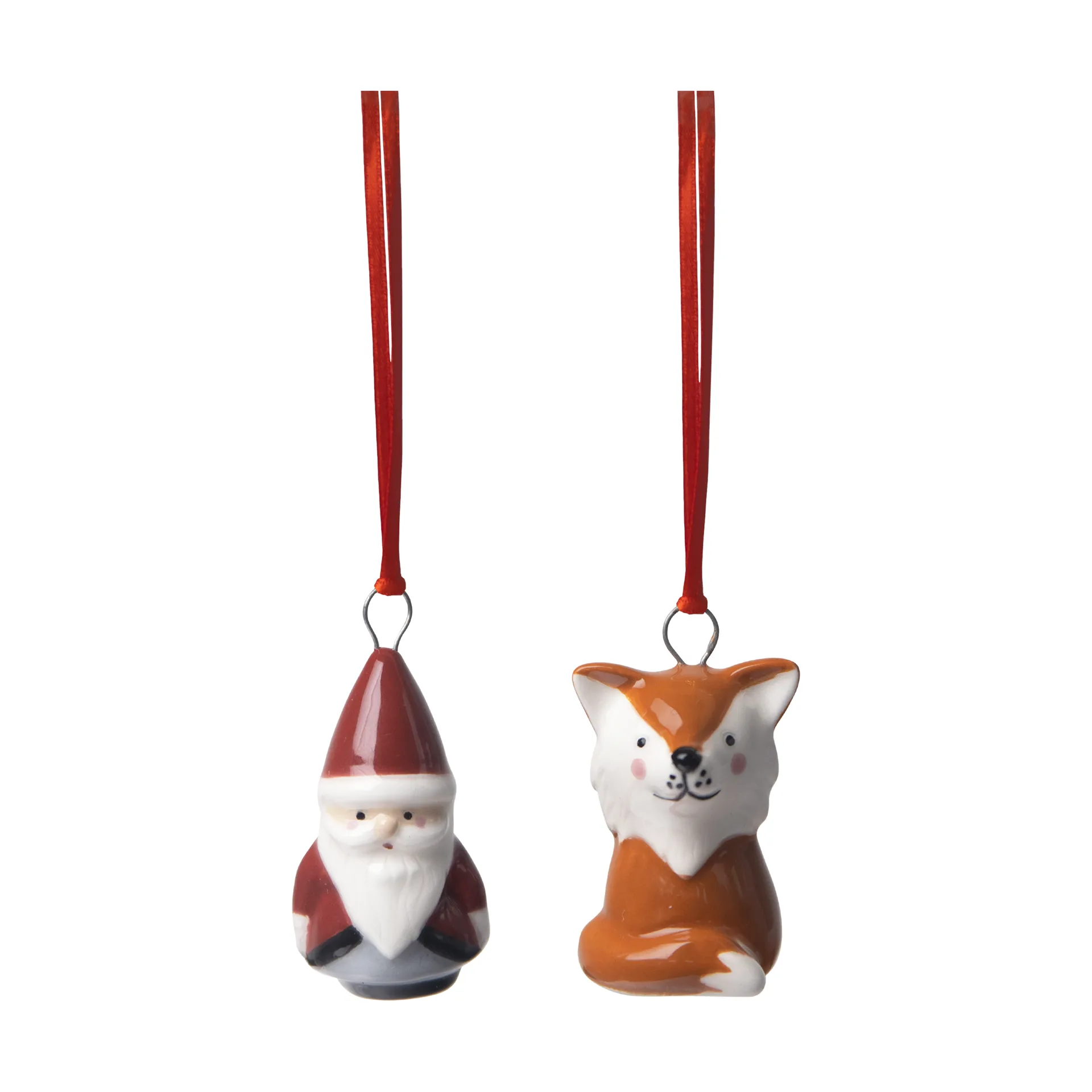 Fox & Santa Dekorationsanhänger 2-teilig, Rot-weiß-braun Pluto Design
