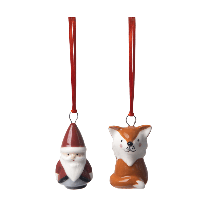 Fox & Santa Dekorationsanhänger 2-teilig - Rot-weiß-braun - Pluto Design