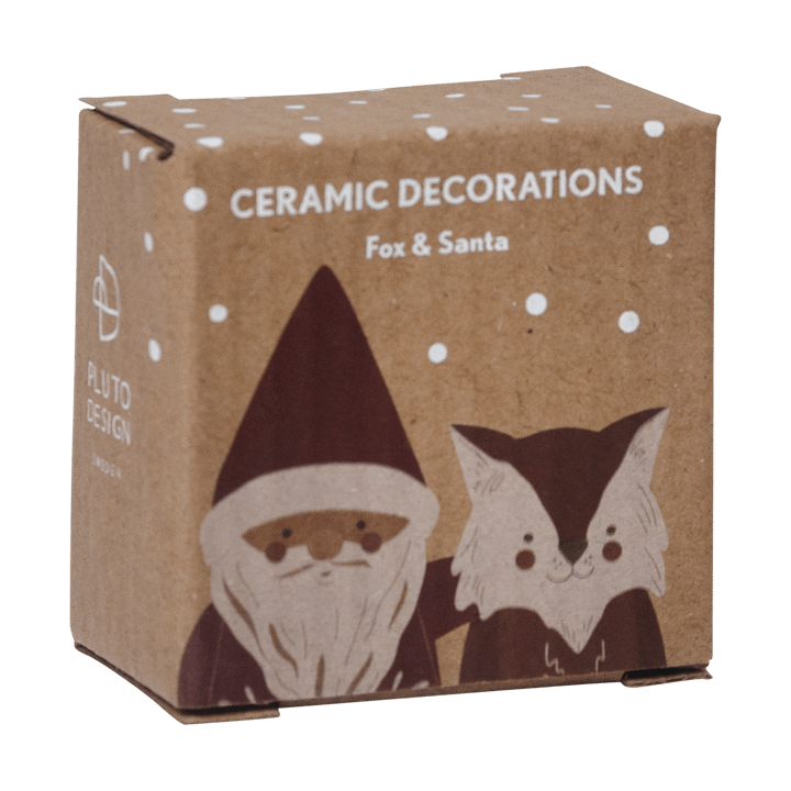 Fox & Santa Dekorationsanhänger 2-teilig, Rot-weiß-braun Pluto Design