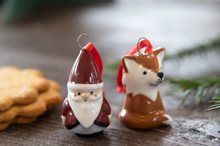 Fox & Santa Dekorationsanhänger 2-teilig, Rot-weiß-braun Pluto Design