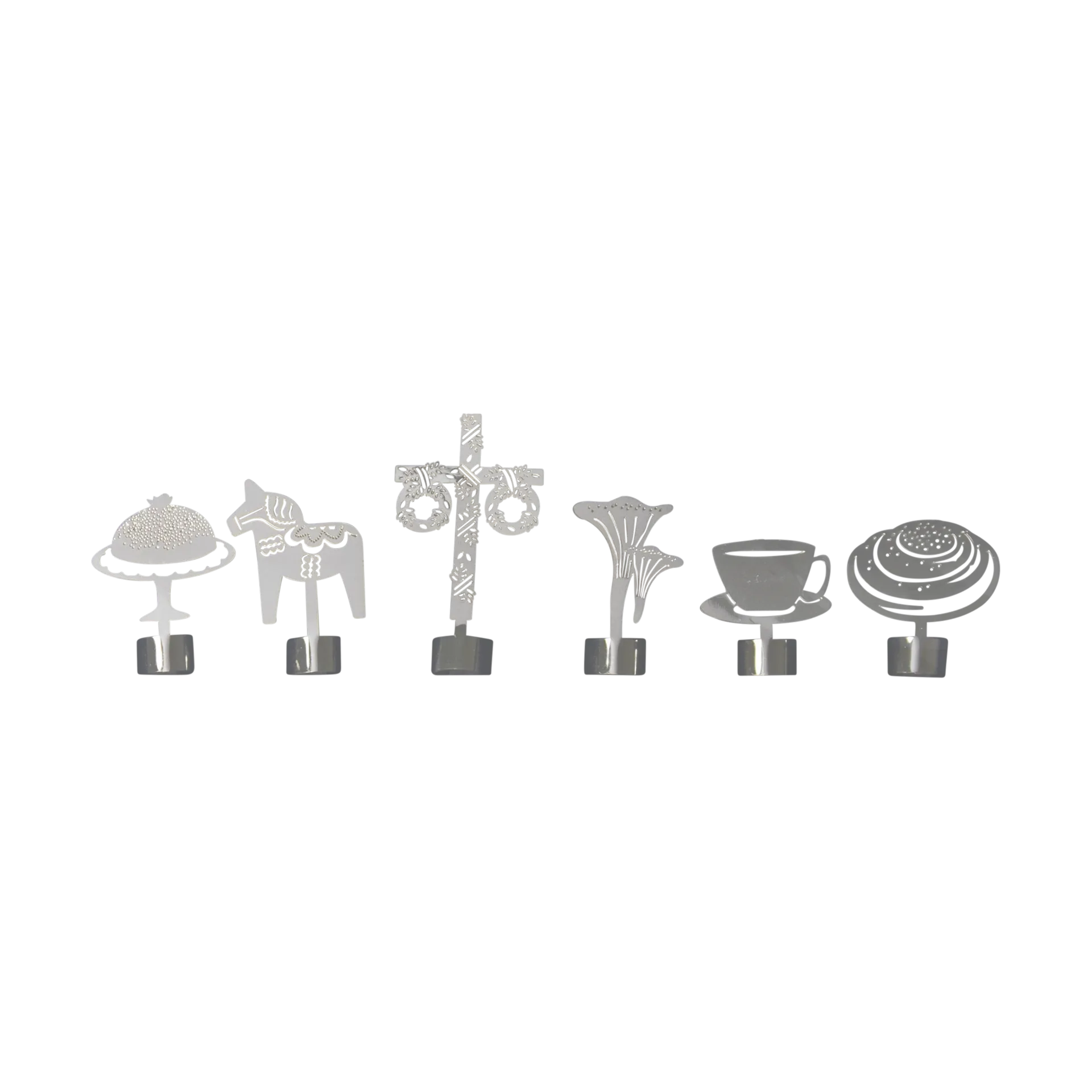 Like a Swede Glasmarkierer 6 Teile, Silber-Metall Pluto Design