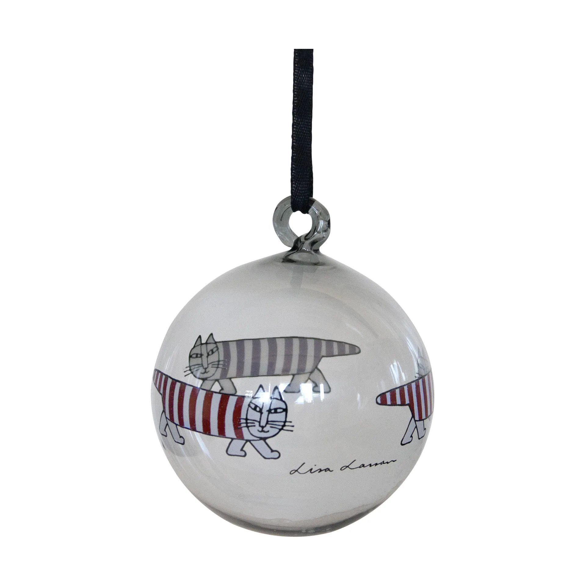 Lisa Larson Mikey Weihnachtsbaumkugel, Silver-red-white Pluto Design