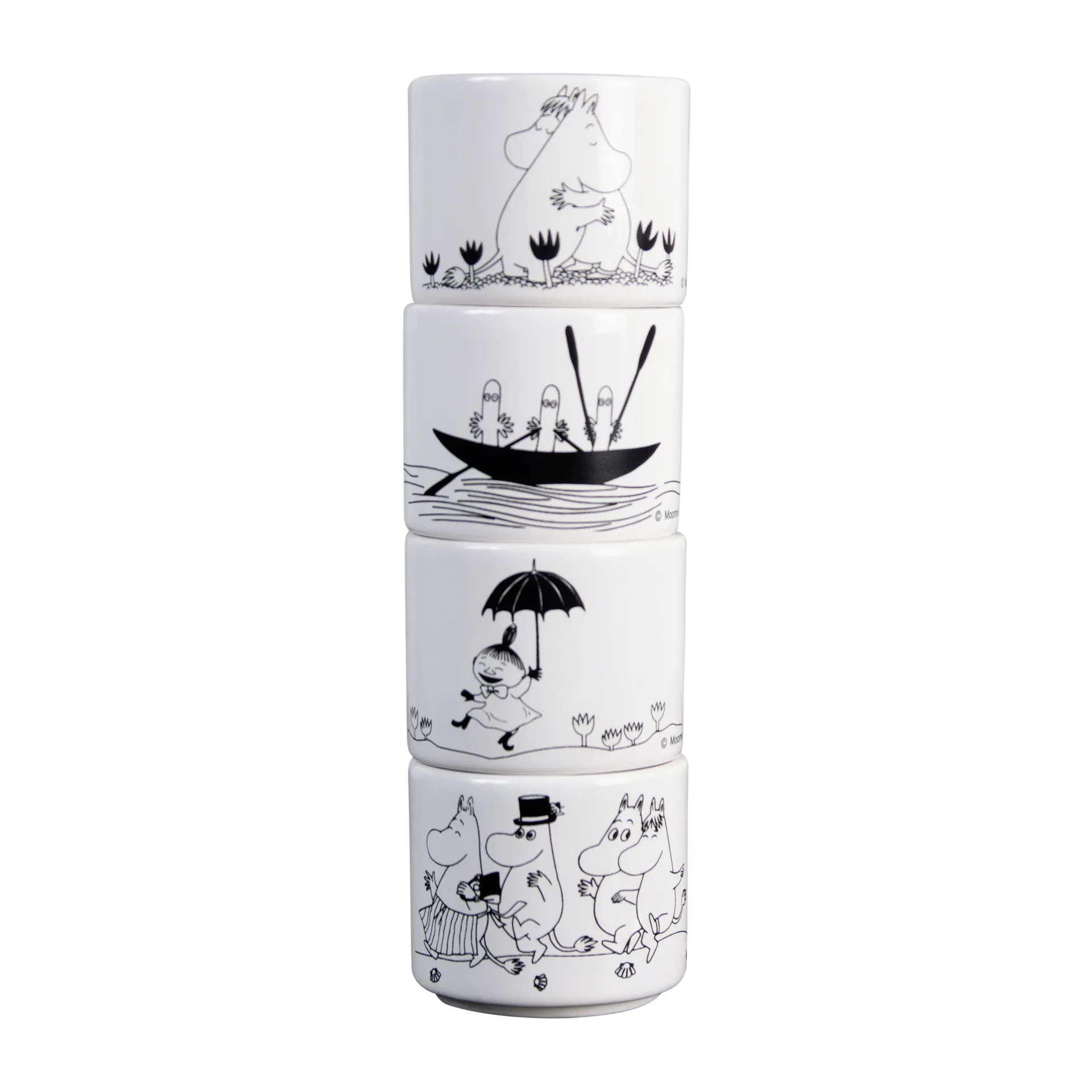 Mumin Eierbecher 4-teilig, Weiß Pluto Design