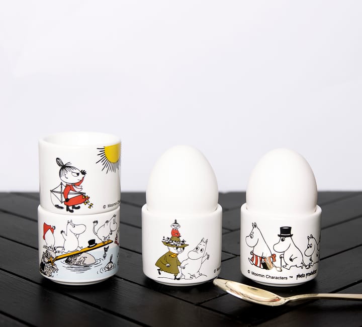 Mumin Farben Eierbecher 4 Teile, Weiß mit motiv Pluto Design