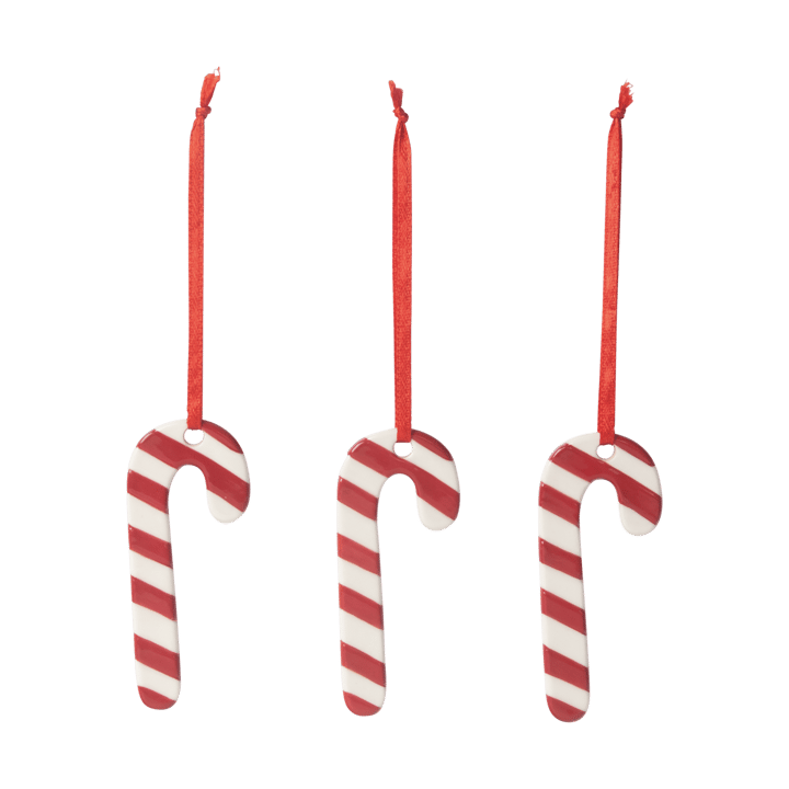 Polkagris Weihnachtsbaumshänger 3er Pack - Weiß-rot - Pluto Design