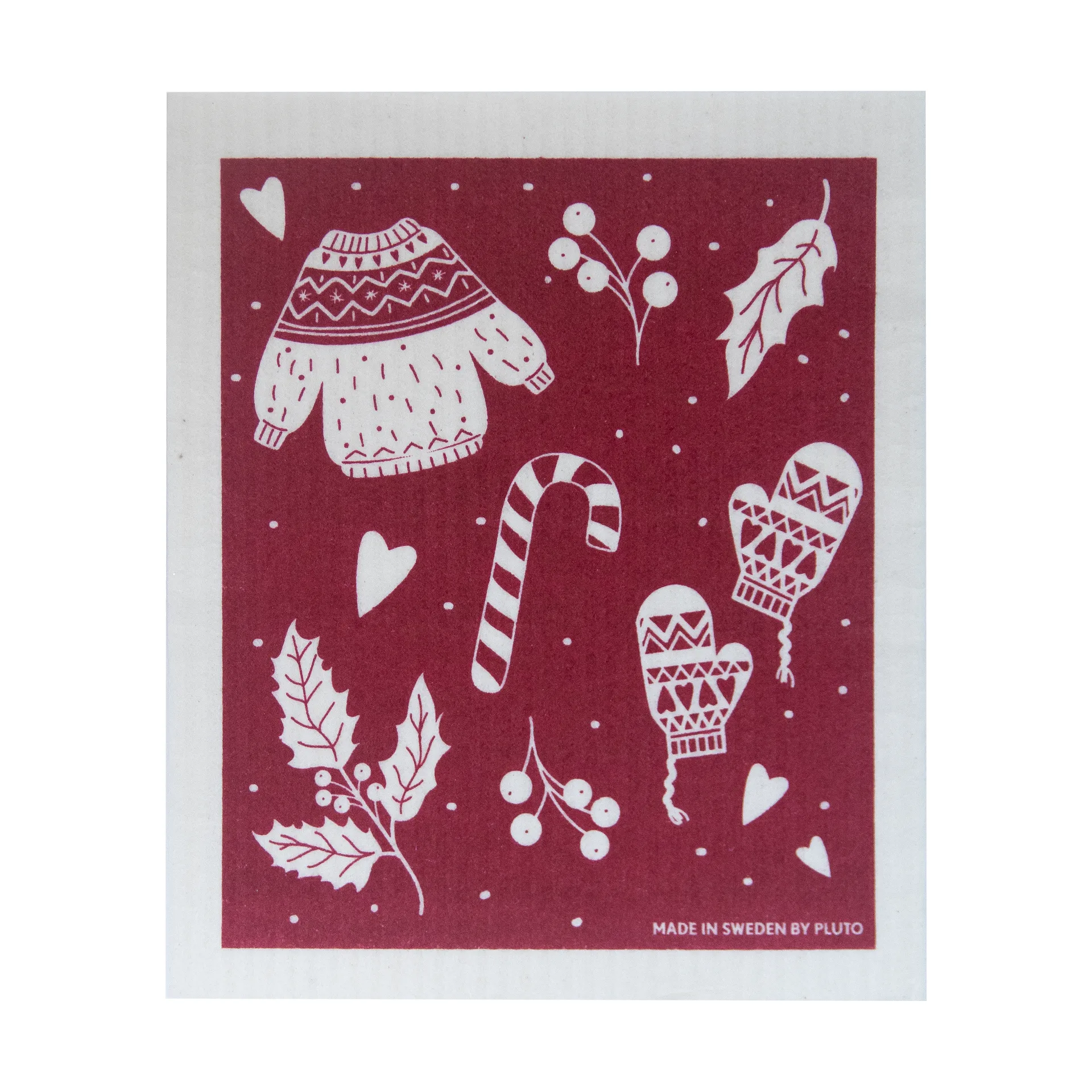 Winter Geschirrtuch 17x20 cm, Rot-Grau Pluto Design