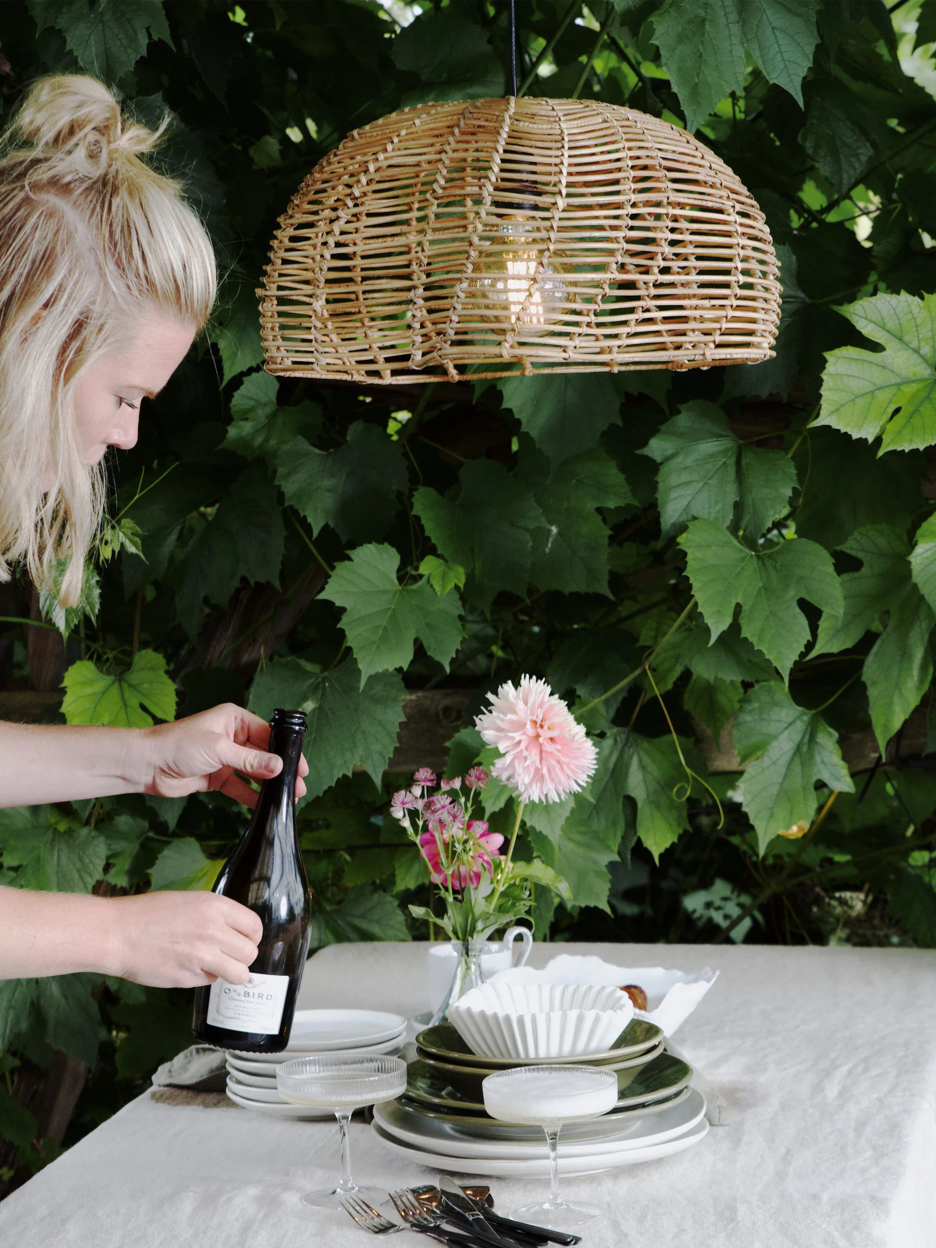 Mayla Pendelleuchte für den Außenbereich, Natur, Ø43x24 cm PR Home