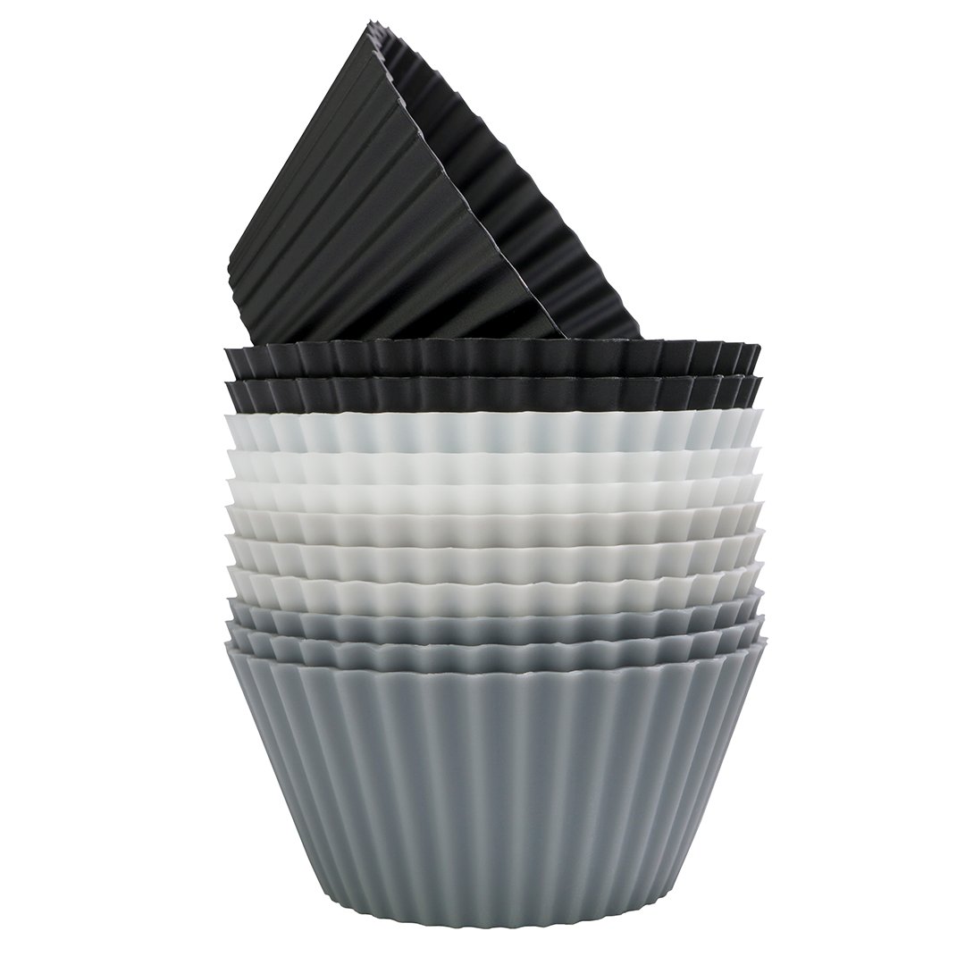 Pufz Muffinförmchen 12er-Pack Schwarz-weiß-grau