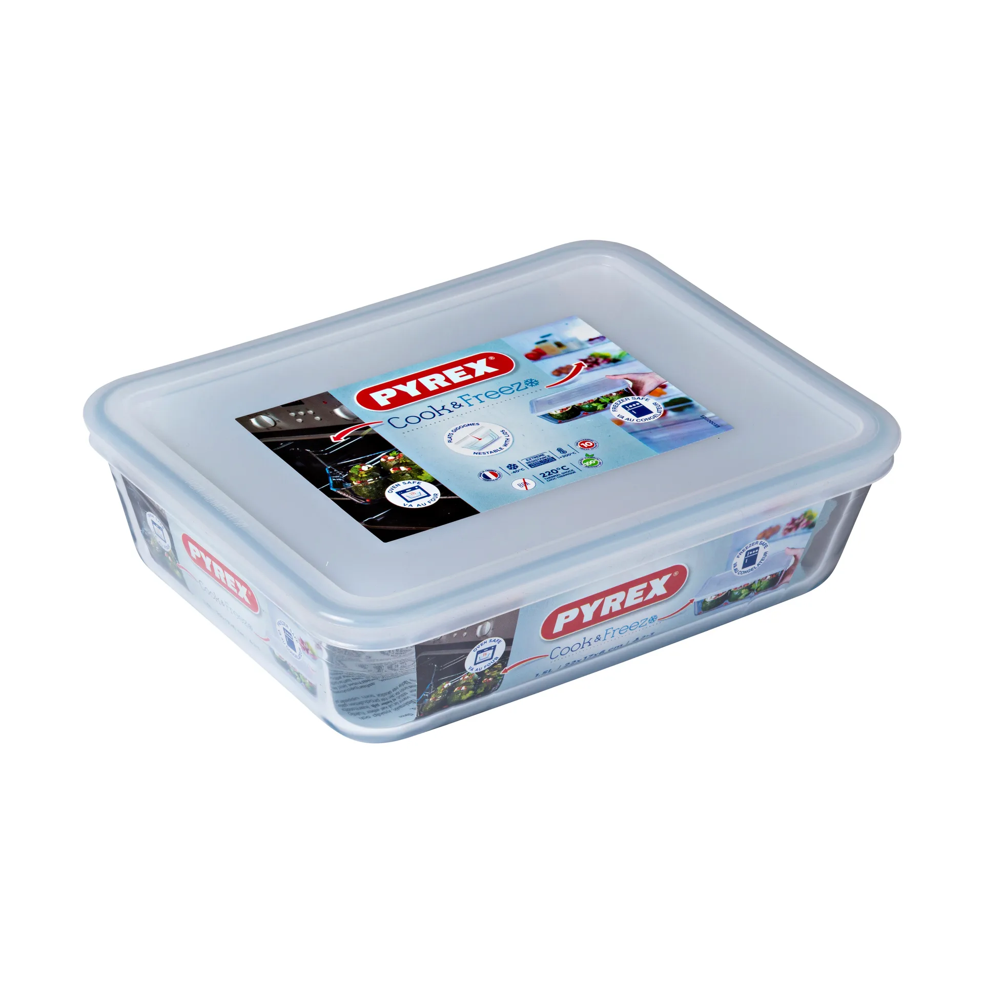 Cook & Freez rechteckige Schale mit Deckel, 22x17 cm Pyrex