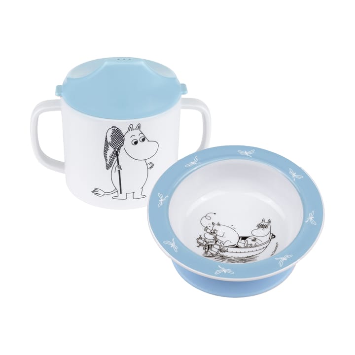 Mumin Water & Bad Trinklernbecher & Teller mit Saugnapf - Blau - Rätt Start