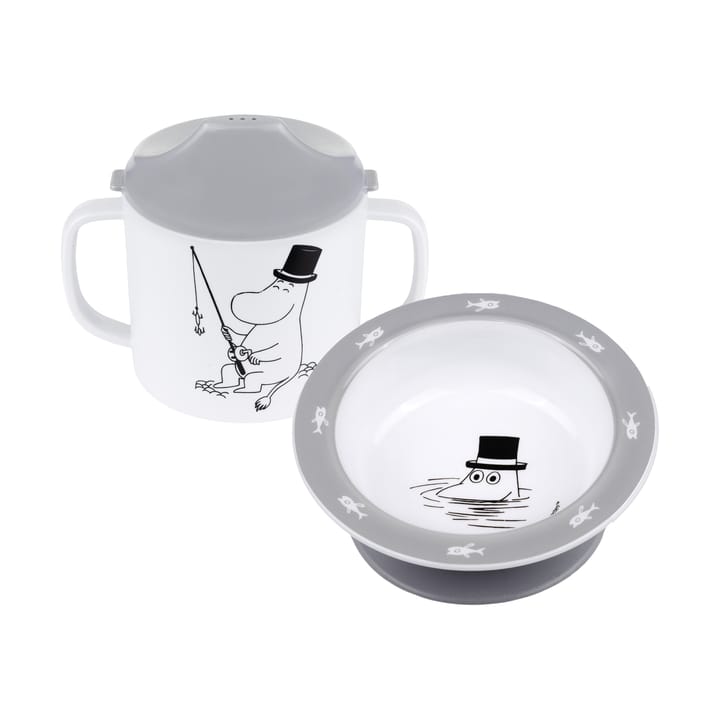 Mumin Water & Bad Trinklernbecher & Teller mit Saugnapf - Grau - Rätt Start