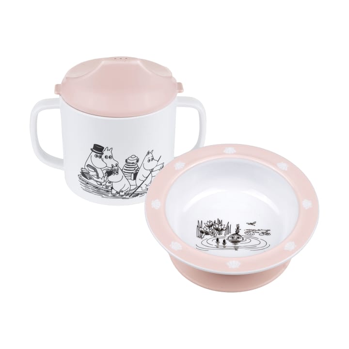 Mumin Water & Bad Trinklernbecher & Teller mit Saugnapf - Rosa - Rätt Start