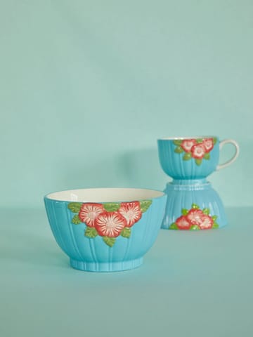 Rice Embossed Flower Keramikschale Ø14,5cm - Mint - RICE